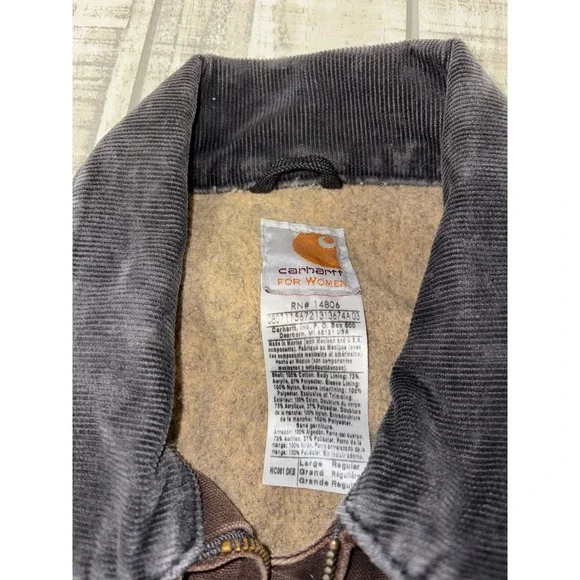 Carhartt Women's Sherpa Lined Canvas Work Jacket Brown Regular Large WCI081 - Picture 7 of 16